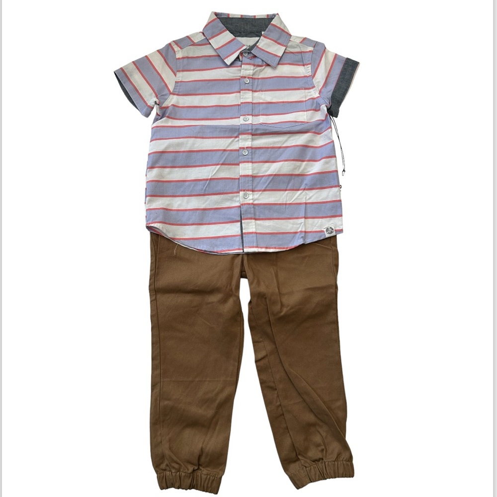 Paper Denim & Cloth Striped Cotton Khaki Jogger Pants